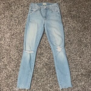 MOTHER Light Blue Distressed Skinny Jeans